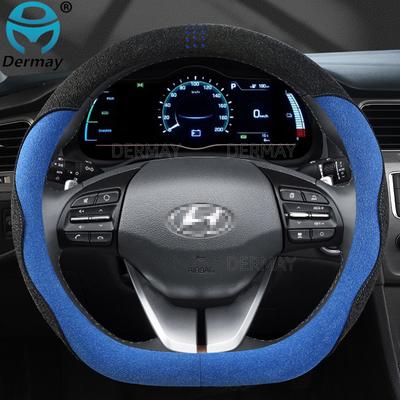 For Hyundai Ioniq 2016 2017 2018 DERMAY Suede Leather Car Steering Wheel Cover Non-slip Auto Accessories Interior