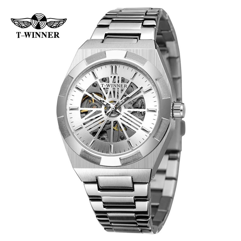 

T-Winner Мужские модные повседневные полые автоматические водонепроницаемые механические часы