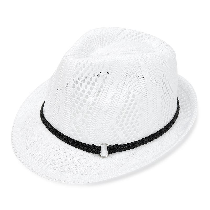 Summer Men Women Hollow Mesh Panama Hat British Retro Jazz Hat Vacation Breathable Sun Protection Sunshade Hat