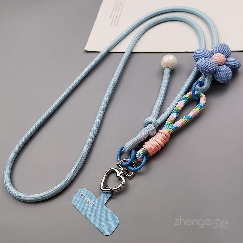 

Mobile phone lanyard crossbody adjustable neck long women s wrist short woven rope multi-functional outdoor travel mountaineering rope [blue pink color]