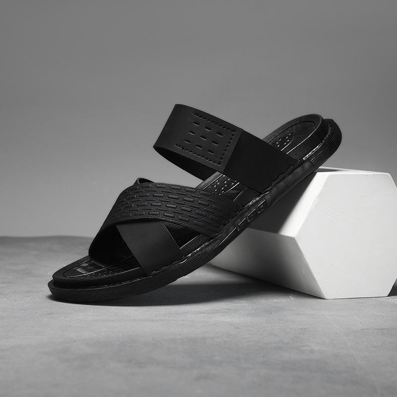 

Large size cool slippers summer new breathable outside wear driving casual sandals comfortable soft sole non-slip beach shoes 39 чёрный