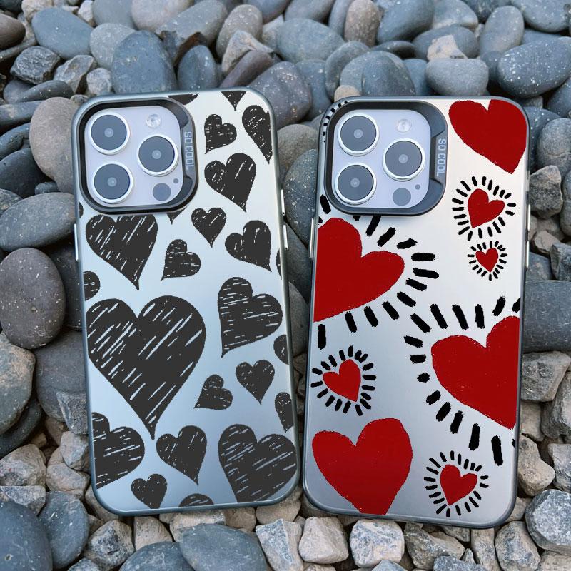 Cute Love Heart IMD Protective Phone Cases for Iphone 16 14 Pro Max Plus 15 11 12 13 Pro Max 13 Mini Plus Shockproof Laser Cover