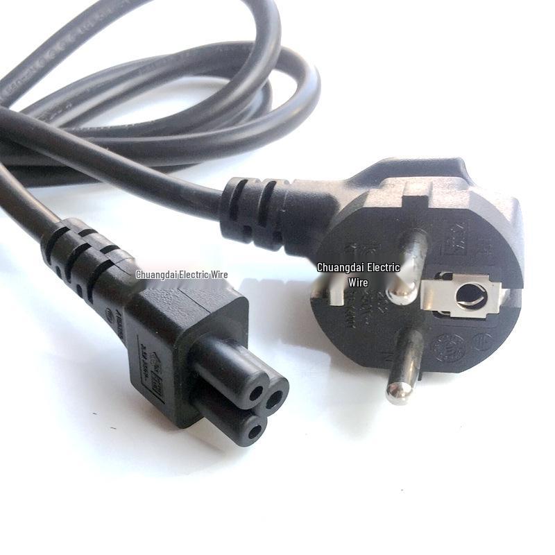 European Standard Two-Pin Power Cord with Figure-8 and C5 Connectors (CE Certified)