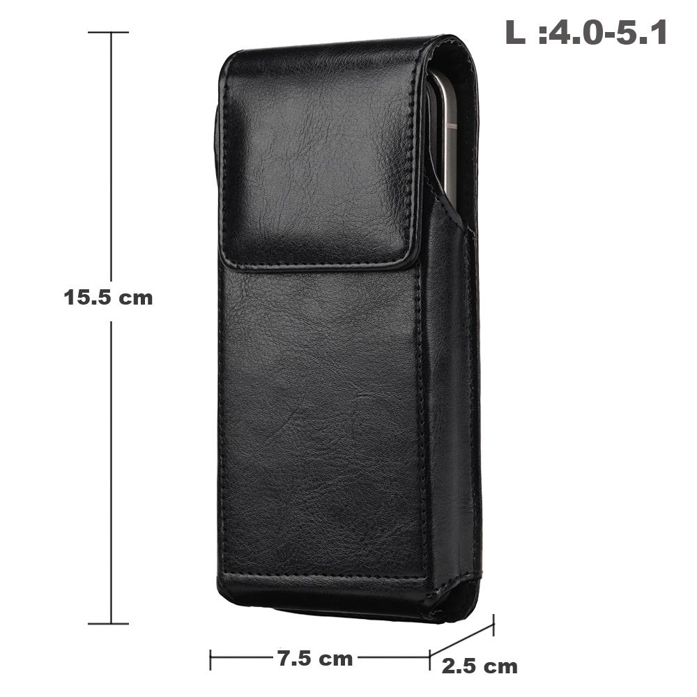 

Universal Leather Mobile Phone Waist Bag For iPhone 17 16 15 Pro Max Samsung Xiaomi Vertical Cell Phone Belt Clip Holster Cover L