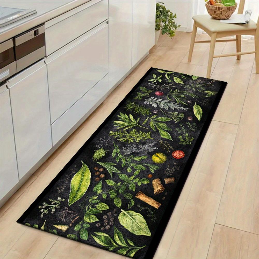 1Pcs Botanical Herb & Plant Print Non-Slip Washable Area Rug Runner for Entryway, Living Room, Bedroom & Patio