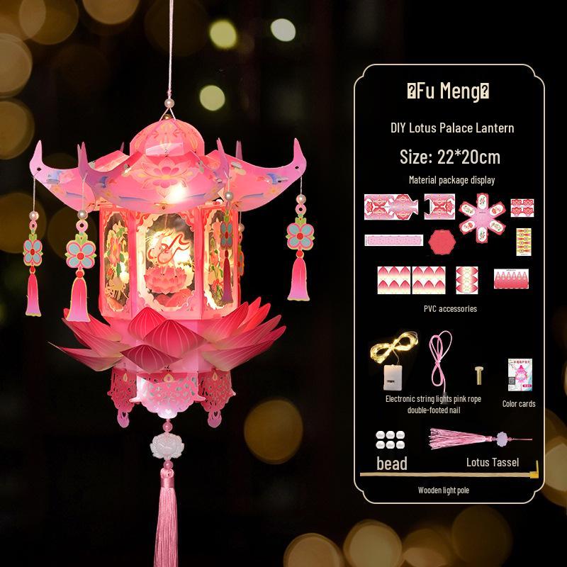 Mid-Autumn Festival Handmade Ancient Style Lanterns - DIY Flower & Palace Luminous Projection Lanterns for Children