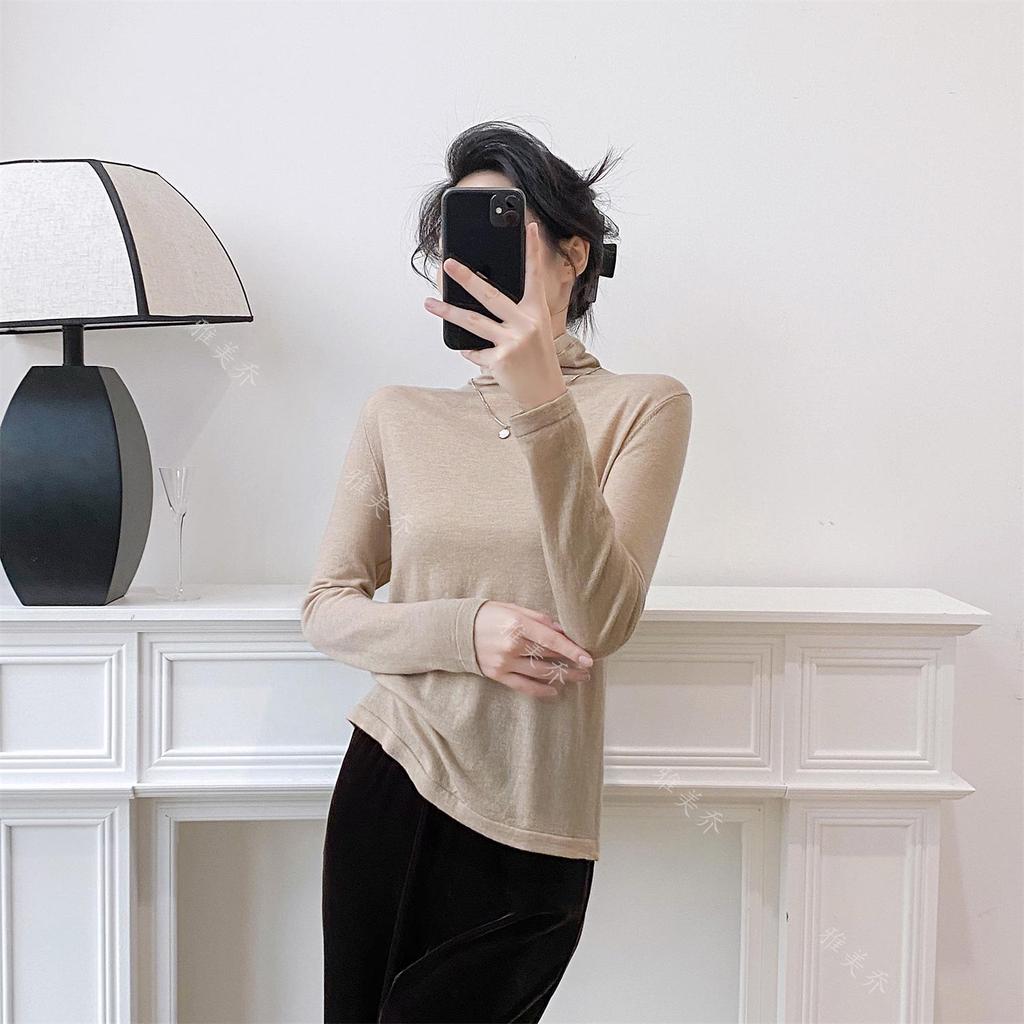 Autumn/Winter 2025 Women's Water-Soluble Wool Turtleneck Sweater - Solid Color, Long Sleeve Pullover, Cozy Base Layer