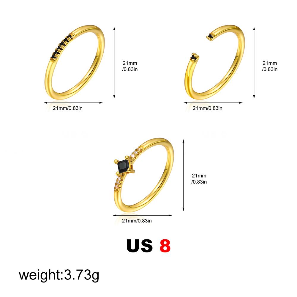 Elegant Gold Plated Zircon Ring Set for Women Stackable Fashion Jewelry Gift for Party Wedding Anniversary