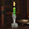 Battery Operated Halloween Lights LED Ghost Candle Light, Spooky Hand Lamp Retro Skeleton Base Ornaments Tabletop Decor, Horror Light for Party