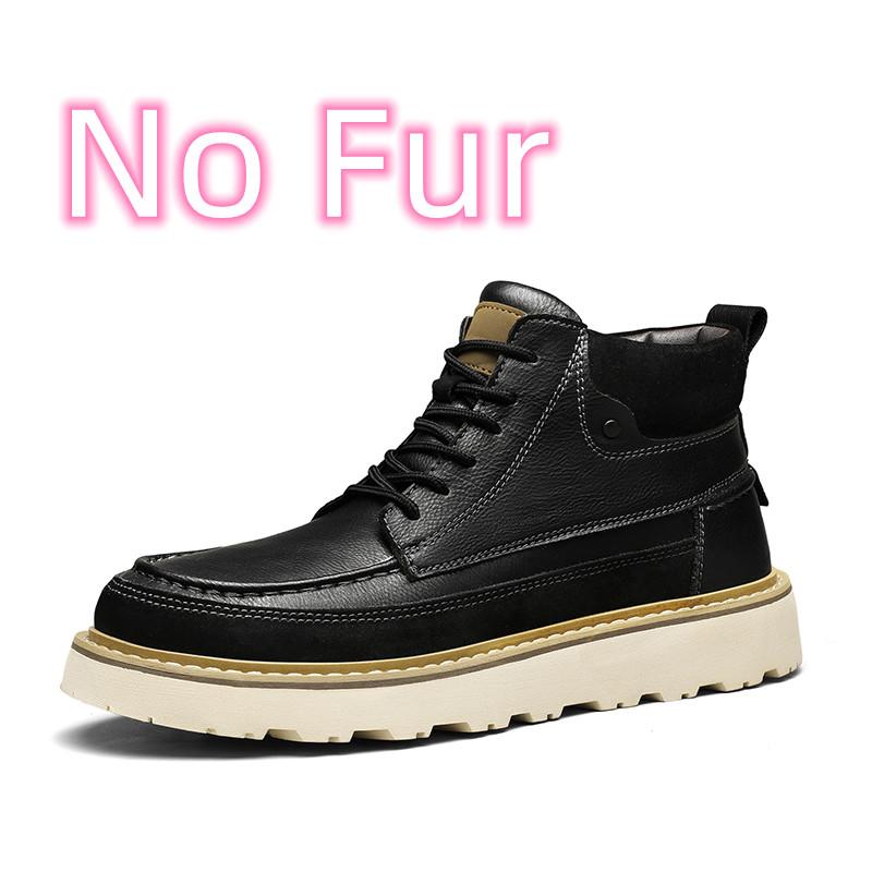 Fashion Leather Lace Up Outdoor Boots Warm Plush Winter Boots for Men Motorcycle Sneakers Boots Fashion New Brand Men's Casual Shoes