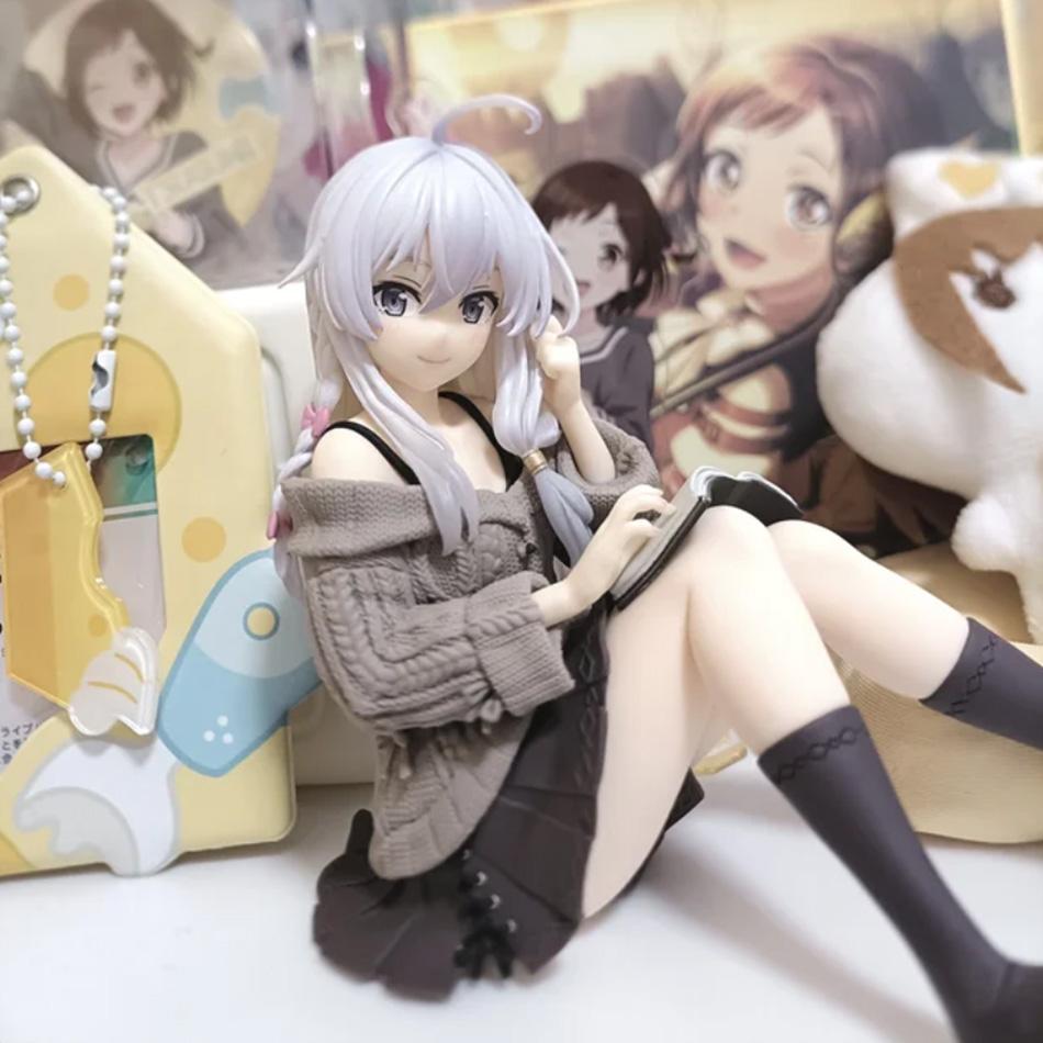 Anime Wandering Witch The Journey of Elaina Figure Elaina Knit Dress Sitting Posture Action Figure PVC Model Toys Collection