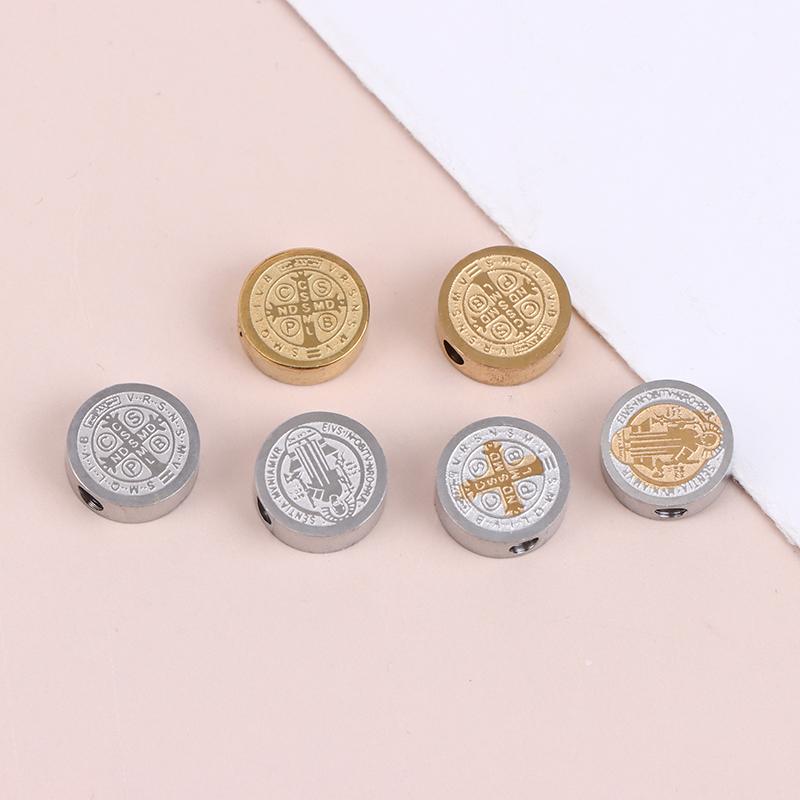 5Pcs Stainless Steel 8mm Cross Jesus Loose Beads Spacer Beads Bulk For Necklace Bracelet Making DIY Handmade Jewelry Accessories