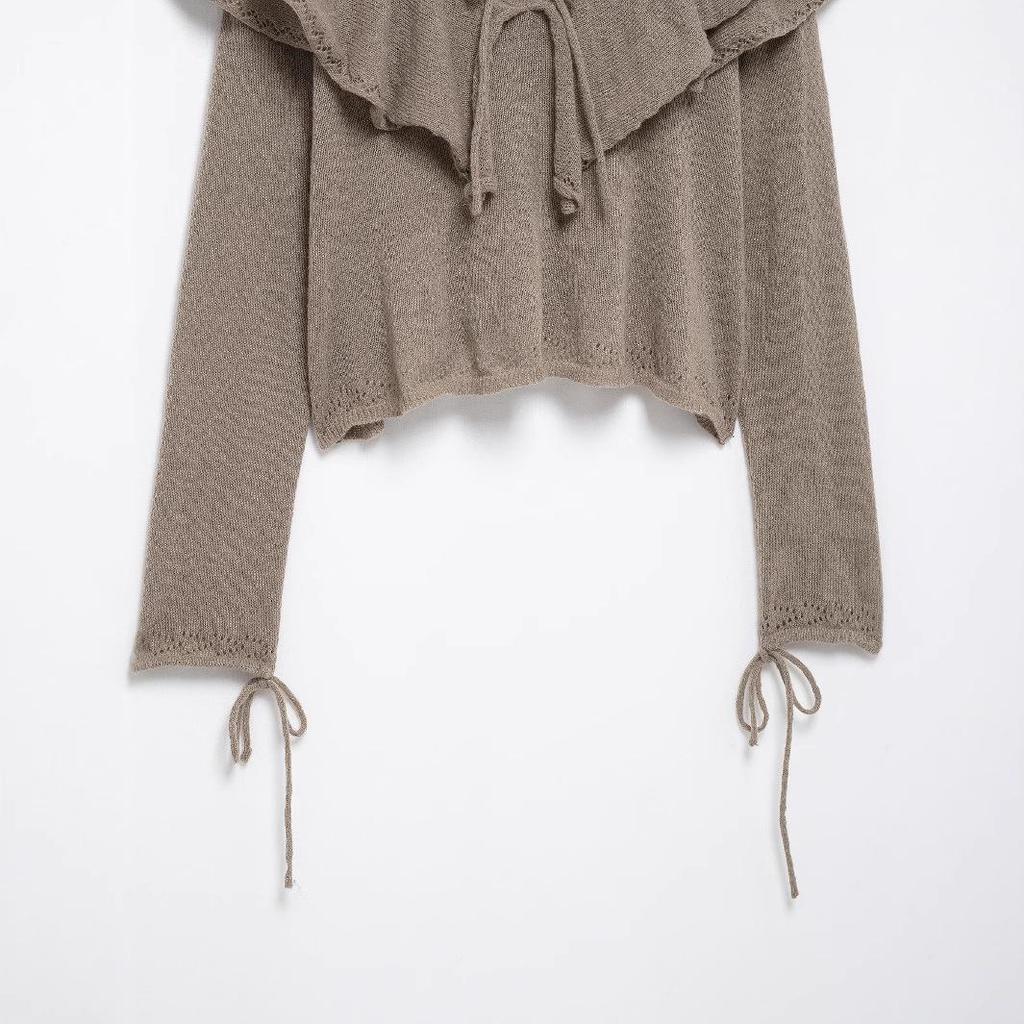 2025 Spring Women's European & American Style Layered V-Neck Long Sleeve Knitted Top