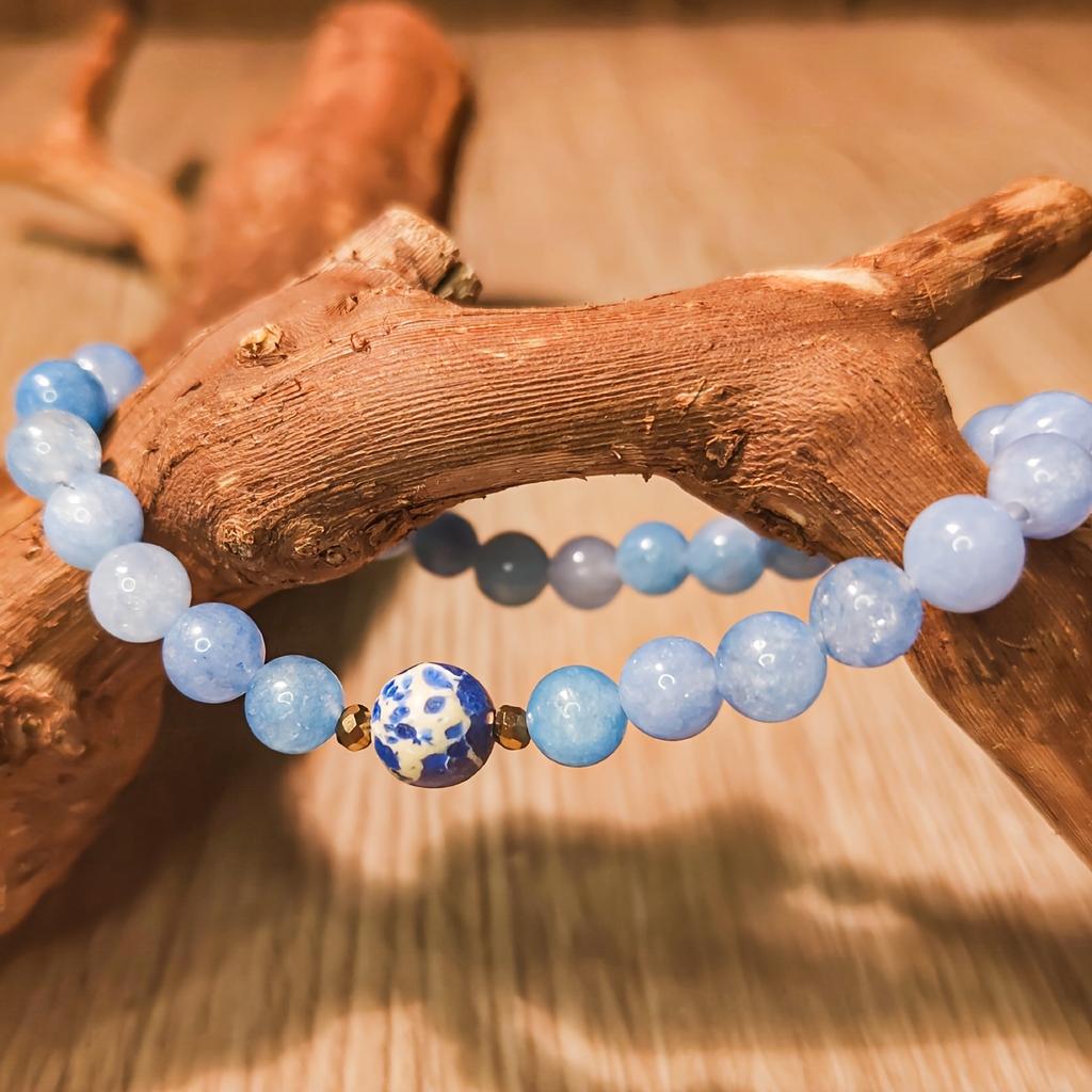 1PC 6mm Blue Natural Stone, Suitable for Daily Party Accessories, the Most Unique Gift for Friends and Family
