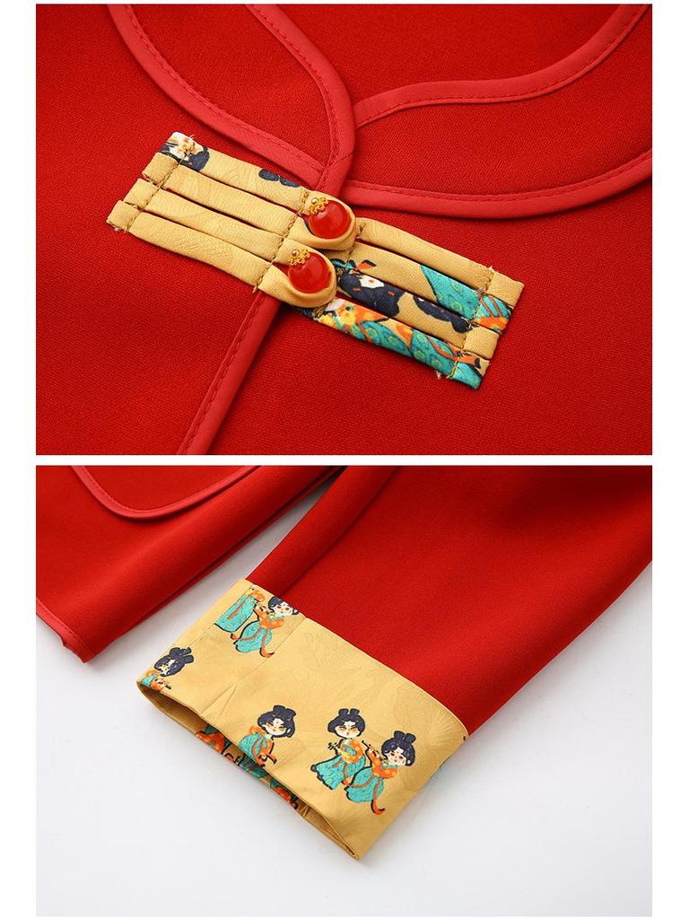 Women's Spring/Autumn Frog Button Short Jacket - Chinese National Style Cardigan