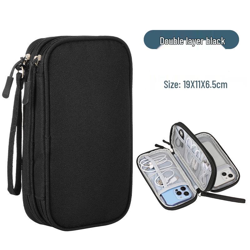Frosted Yang Double Layer Polyester Mini Travel Power Bank & Cable Storage Bag