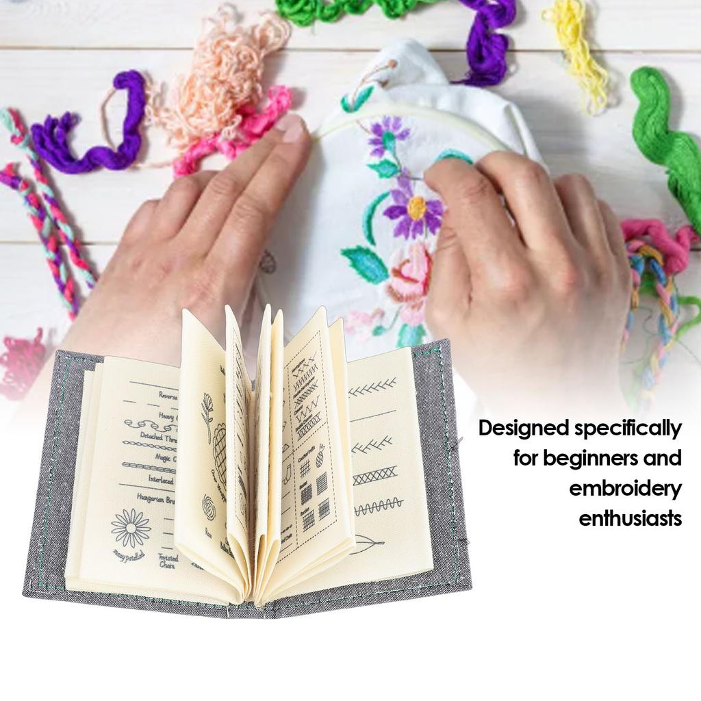Embroidery Needlework Book Portable Embroidery Sample Stitch Book Learn Embroidery Stitches Book for Beginners Enthusiasts