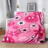 Pink Smile Face & Flower Print Flannel Blanket, Soft Cozy Warm Throw for Bed Sofa Couch, Lightweight All Season Plush Cover