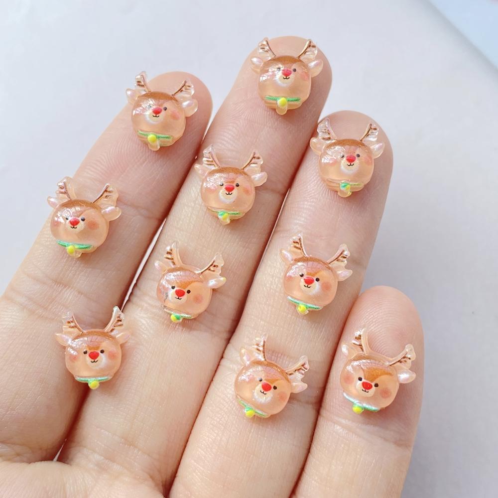 50pcs Resin Mini Colorful Christmas Snowman Tree Santa Claus Deer Flatback Figurines Nail Art DIY Scrapbook Accessories Crafts