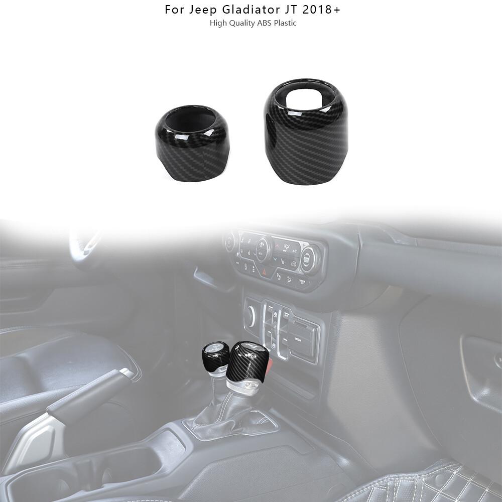 Gear Shift 4WD Knob Cover Trim Bezels For Jeep Wrangler JL JT 2018+ Carbon Fiber