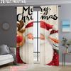 2pcs,2D Plane Printing Popular Curtain Panels Merry Christmas Santa_ Snowman and Reindeer Versatile Durable Polyester (without