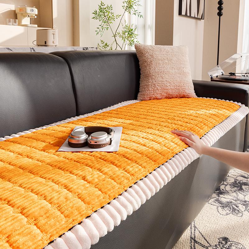 Nordic Plush Winter Sofa Cushion - Thickened, Non-Slip, Rectangular Bun Design.