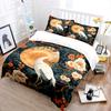 Graceful Crane with Floral Background Print Bedding Set 1 Duvet Cover 2 Pillowcases for Adult and Children Luxury Gift Full Size