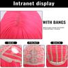 Short Bob Wig With Bangs Synthetic Wigs For Women Straight Ombre Rose Red Pink 12 Inch Heat Resistant Lolita Cosplay Party Hair