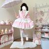 Lolita Pink Dress Women's Sweet Girl Big Bow Kawaii Short Party Dress Spring