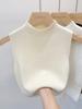 Semi-turtleneck Knitted Suspender Small Vest Women's Early Autumn Spring Suit with Bottoming Shirt Inside, Sleeveless Outer Wear Short Sweater Winter