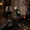 Outdoor Small Landscaping Ornament Halloween Skull Black Cat Pumpkin Figurine, Gothic Statue with Hollow Ribs, Resin Carved Decoration
