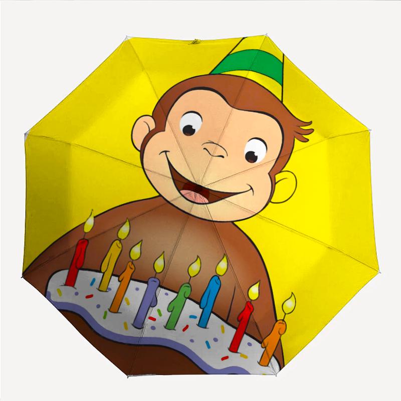 Curious George Fashionable Automatic Opening/Closing Folding Umbrella. Portable and Foldable, Ideal for Gift, Travel, and Daily Use.