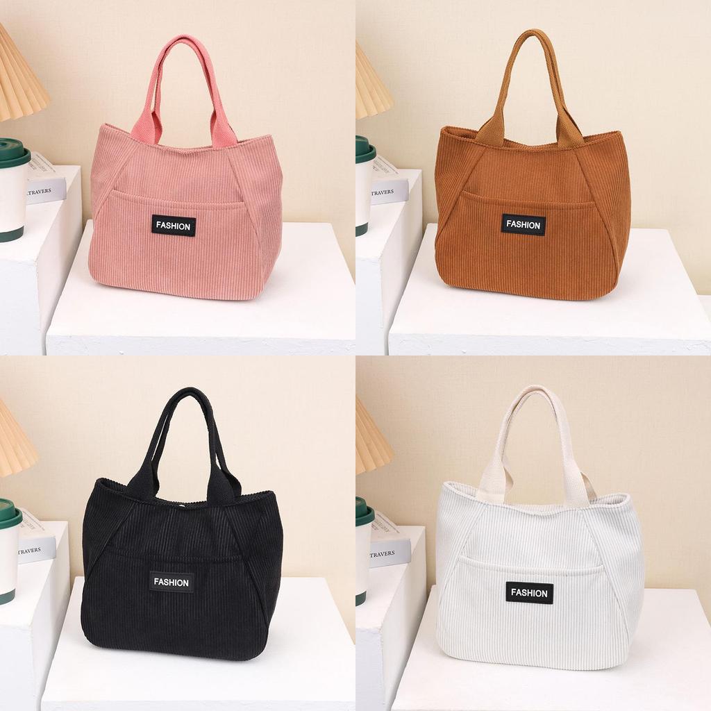 Cotton Corduroy Tote Bag For Women With Large Capacity Street Style Handheld Ladies Bag
