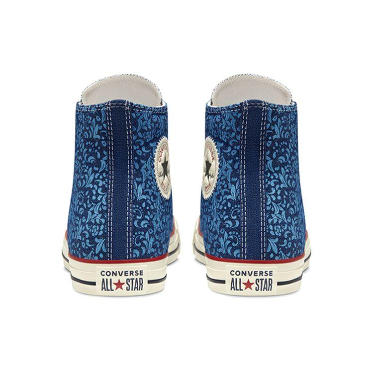 Converse Chuck Taylor All Star Vintage Versatile Casual High-Top Canvas Shoes Unisex Sneakers Blue Floral 168038C