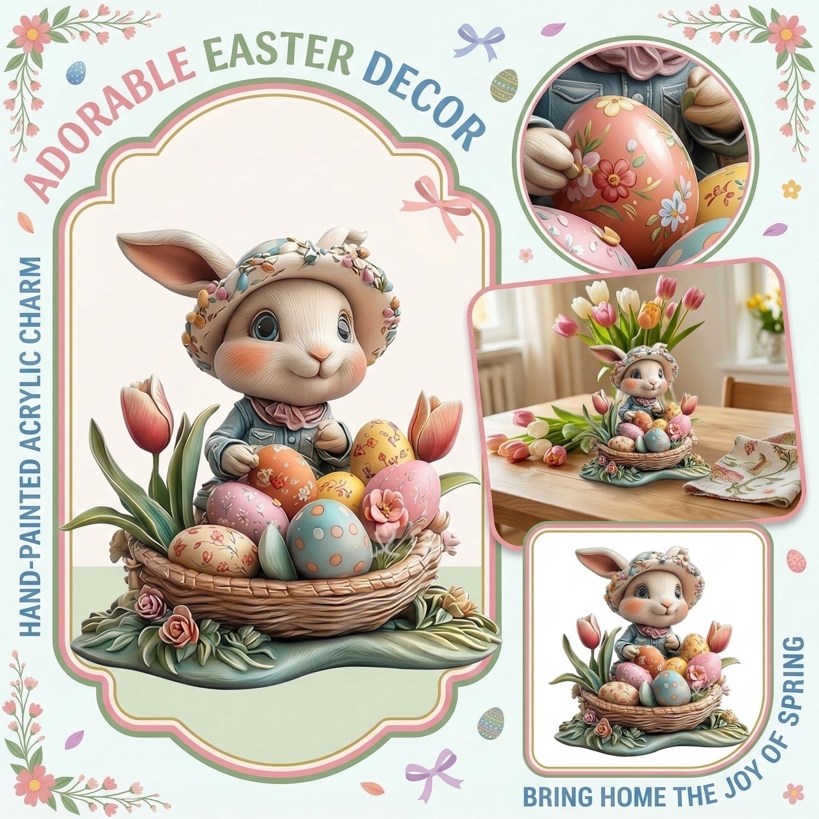 

Cute Easter Egg Bunny Acrylic Ornament One Size