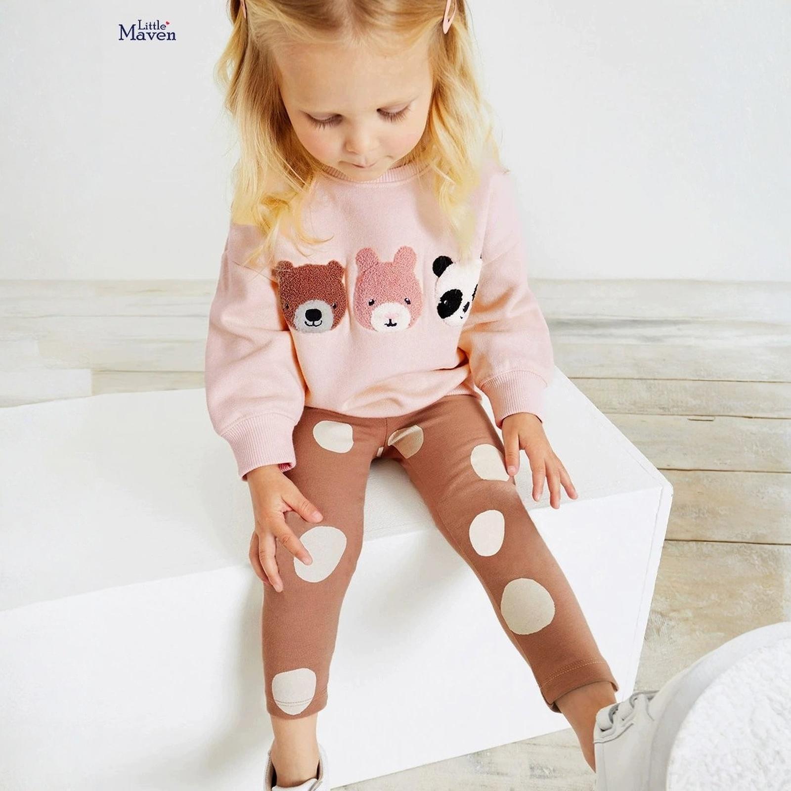 

Cute Long Sleeve Cartoon Kids Set - Casual T-Shirt Outfit 100 розовый