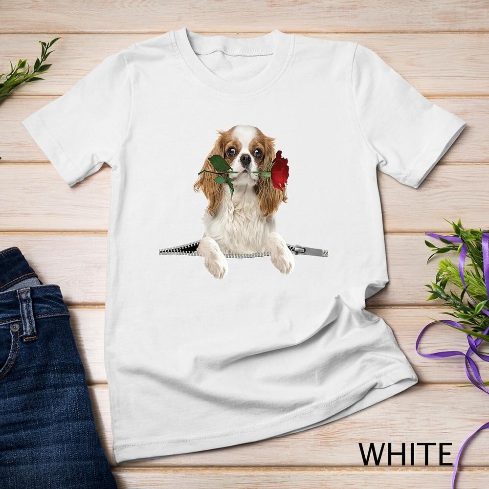 

Cavalier King Charles Spaniel Rose Zipper Cute Gift Unisex T-shirt 2XL