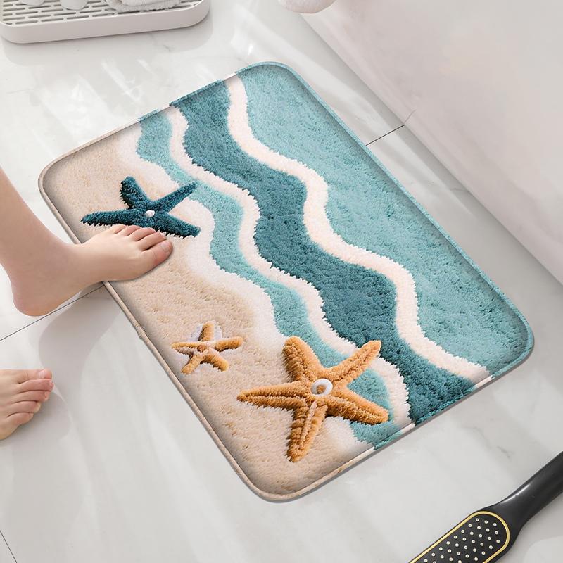 Crab Patterned Bathroom Floor Mat, Washbasin, Absorbent Foot Mat, Shower Room, Small Carpet, Door Mat, Machine Washable