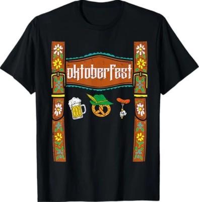 Costume Lederhosen Oktoberfest T-Shirt da Uomo Bavarese Tedesco Carino