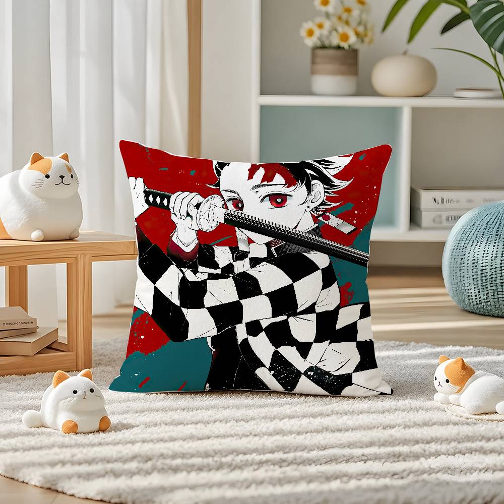 Demon Slayer Shinazugawa Sanemi Anime Plush Pillow Cover Soft Short Plush Cushion Cover For Sofa Bedroom Home Decor Gift