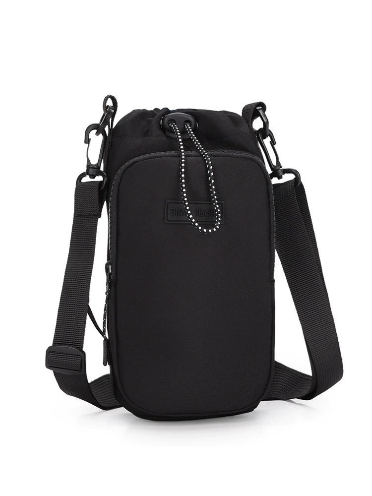 

Insulated Water Bottle Carrier Bag Crossbody Holder with Adjustable Strap for Walking Hiking Outdoor Cup Purse чёрный