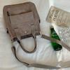 Literary Corduroy Multi-pocket Hand-carried Cross-body Tote Bag for Students Simple and Versatile Portable Lunch Box Bag