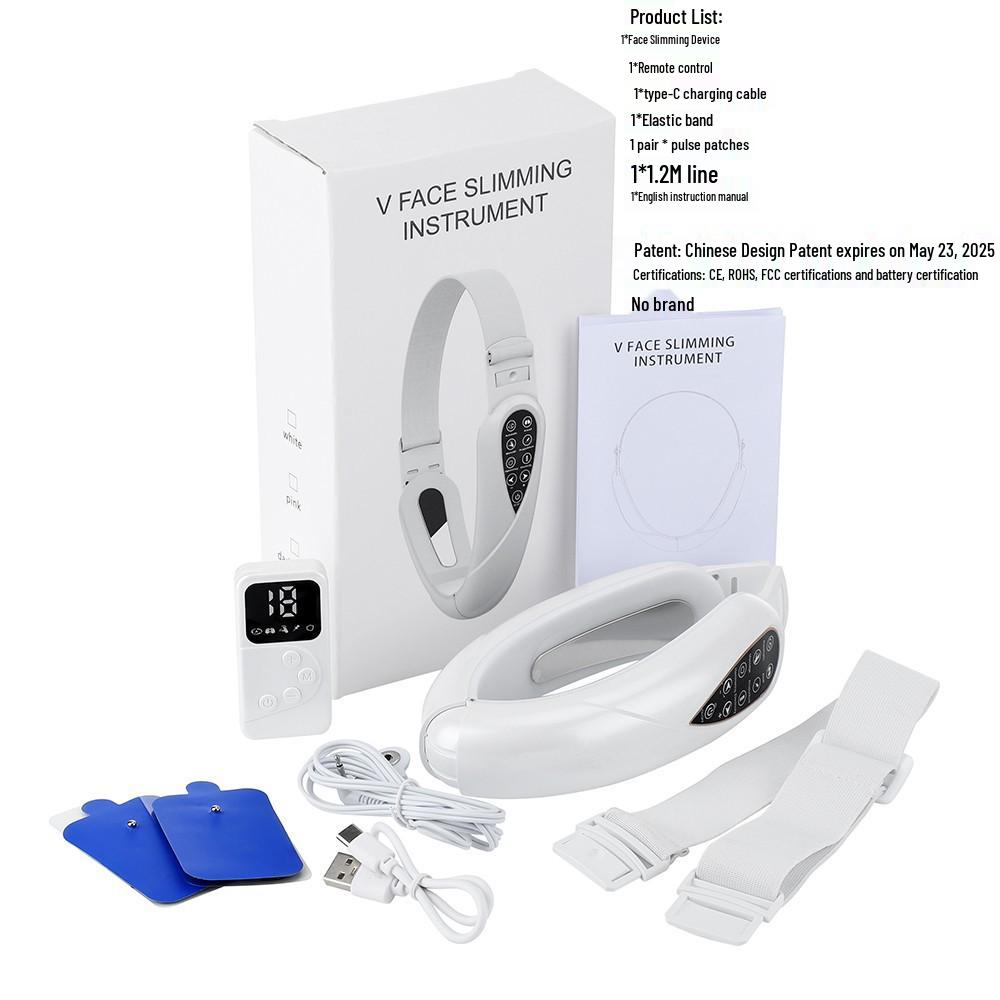 EMS V-Face Microcurrent Pulse Massager with Remote Control and Color Light - Five Modes for Firming and Lifting