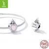 Rosa Kärleksslott DIY Retro 925 Silver Pärlbesatta Tillbehör SCC2207
