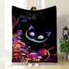 Cheshire Cat Mushroom Blanket Bedroom Blanket for Livingroom Couch Lunch Break Soft Throw for Friend's Festival Gift