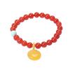 Natural Southern Red Agate Liangshan Cherry Red Single-Loop Bracelet with Southern Red Agate and Amber Pumpkin Pendant, Fresh and Fashionable Style
