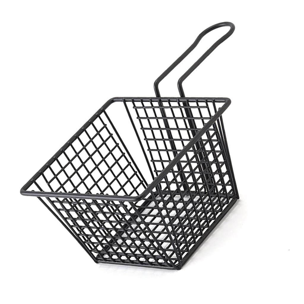 Fryer Basket Iron French Fry Holder Frying Strainer with Handle for Restaurant Home Black