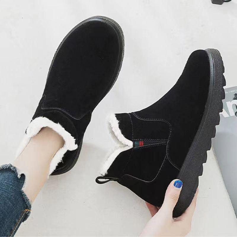 

Бавовняні черевики жіночі зима 2025 нові зимові оксамитові потовщені короткі чоботи на товстій підошві нековзні бавовняні чоботи теплі снігові чоботи жіночі 38 чорний