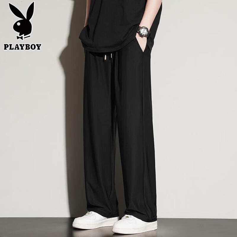 PLAYBOY Men s Ice Silk Loose Straight Casual Pants M
