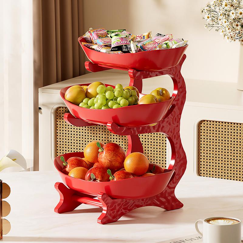 Soporte de Frutas y Pasteles de Madera de Doble Capa con Función de Drenaje
